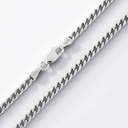 Cavill - 925 Sterling Zilver Gerhodineerde Panzerketting 45 cm - Robuuste Curb Heren Ketting Stijlvol & Duurzaam