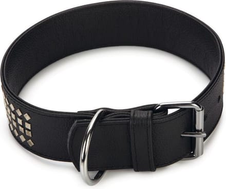 Beeztees leren halsband Vintage. Zwart. 50 cm x 50 mm