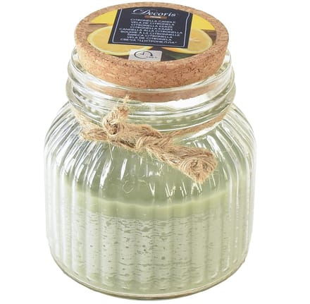 Geurkaars in glas Citronella kaars olijfgroen H11,5cm