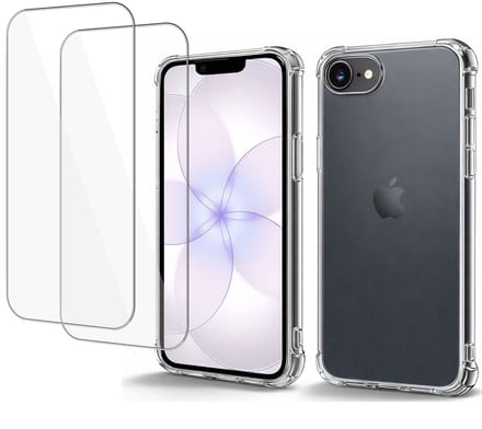ChiGuard Hoesje & 2x Screenprotector geschikt voor iPhone 17e Hoesje Screenprotector - Gehard Glas Cover + Shock Proof Case – Transparant