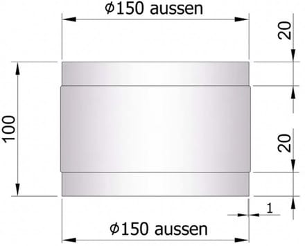 Kachelpijp koppelstuk MM - Ø 150 mm - blank -