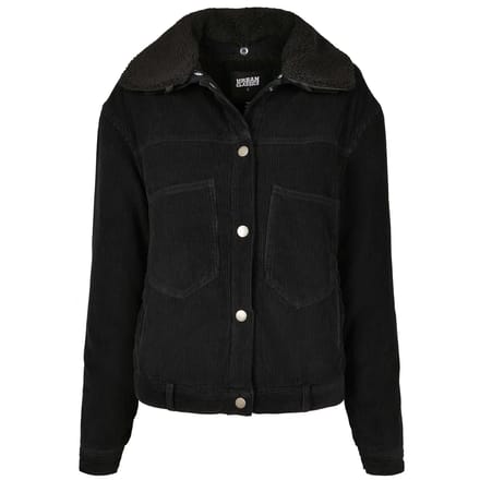 Urban Classics Jacket -5XL- Oversized Corduroy Sherpa Zwart