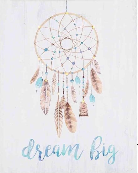 Canvas afbeelding LED Light Up Dream Big Dreamcatcher Wit