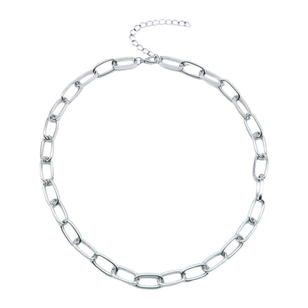 Joboly Schakel Ketting - Dames - Zilverkleurig - 45 cm + 5 cm