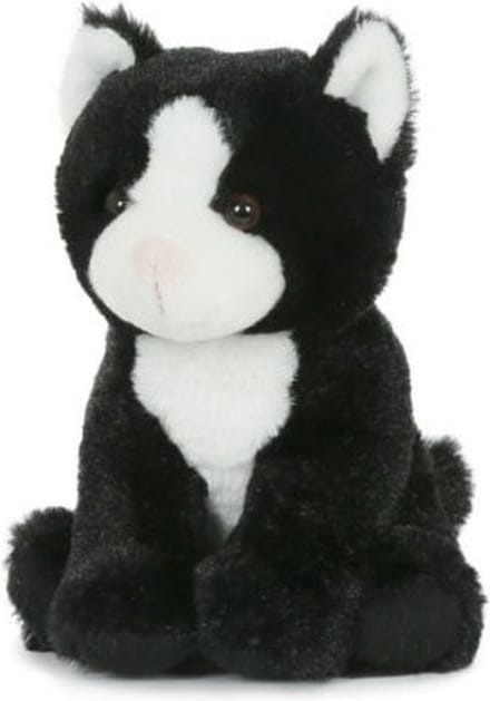 Pluche poes knuffeltje - zittend - 18 cm - kat/katten - speelgoed knuffels