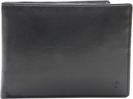 Esquire Leren Portemonnee Compact Wallet Black Zwart