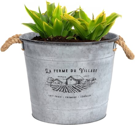 Sunnydays Emmer/plantenpot/bloempot - zink - zilver - D38 x H31 cm