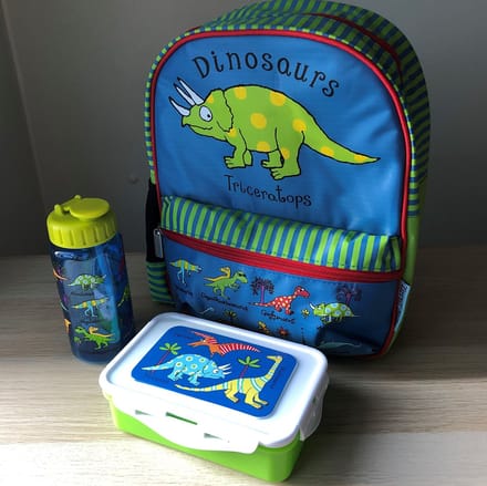 Dino's Dinosaurussen kinder rugzak met lunchboxje en drinkfles - Tyrrell Katz