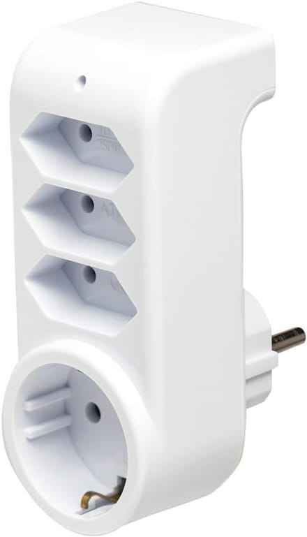 Multistekker 4-voudig met geaard contact en adapterstekker