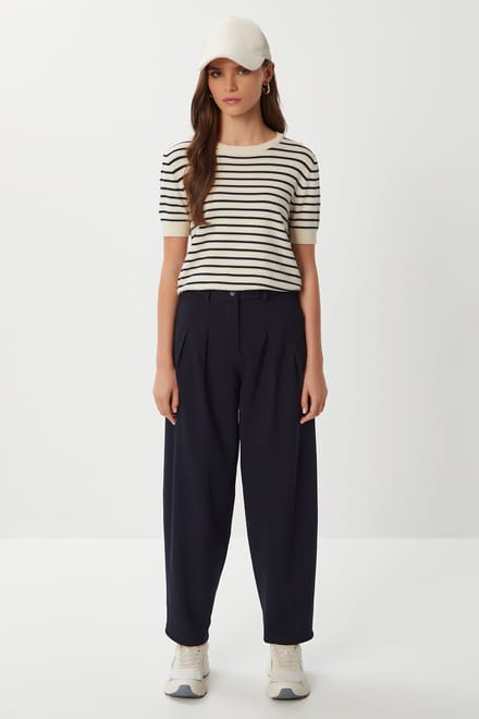 Hoge taille geplooide tailleursbroek