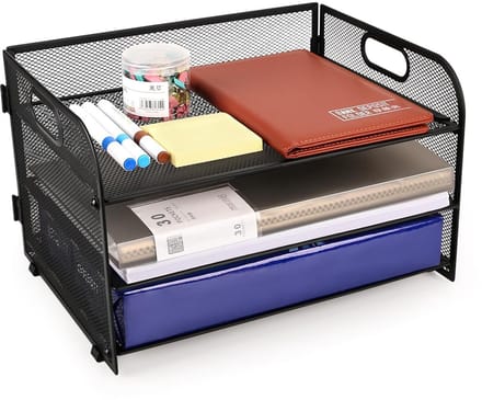 Unyqoos® Efficiënte en Stapelbare 3-laags Documenten Organizer met Handgrepen voor Bureau en Kantoor