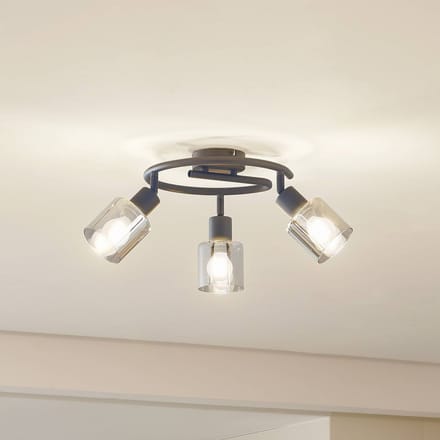 Lindby - buitenspot - 3lichts - Glas, ijzer - H: 21 cm - E14 - rookgrijs, zandzwart