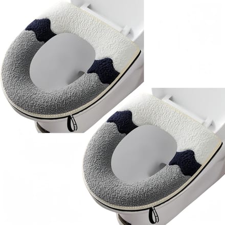 Toiletzitting Covers - Zachte Pads - Comfort Verhogend - Wasbaar Ritsontwerp - 2 Stuks - Grijs