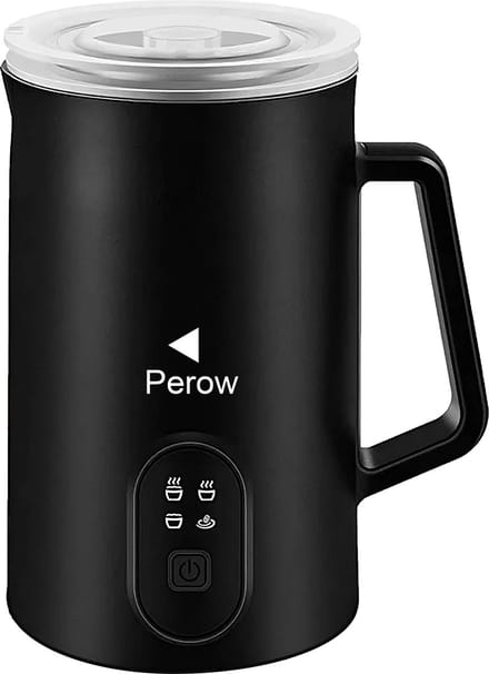 Perow Melkopschuimer - Melkopschuimer Electrisch - Melkopklopper - Antikleeflaag - Opschuimen en Verwarmen - Zwart
