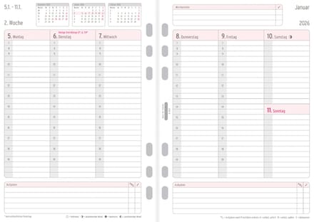 CHRONOPLAN Weekplanner 2026, 1 week/2 pagina's, A5, lijnen