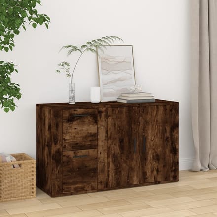 vidaXL - Dressoir - 100x33x59,5 - cm - bewerkt - hout - gerookt - eikenkleurig