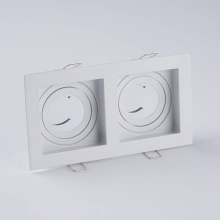 Searchlight Inbouwlamp Grid Two, 2-lamps, wit, 18,5x10 cm, aluminium, GU10