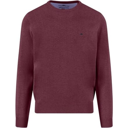 Fynch-Hatton Trui O-Neck Superfine Cotton Uni Color Deep Merlot / male