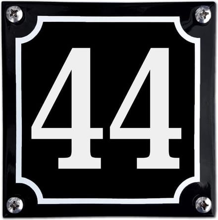Zwart emaille huisnummer  - 44