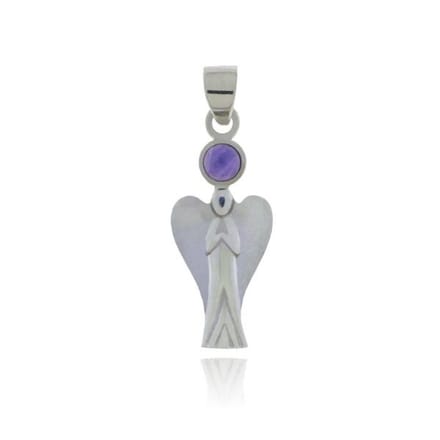 SilverGems zilveren Engel hanger met Amethist edelsteen