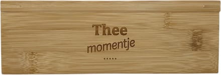 Theedoos 6 vaks, Bamboe met tekst: Thee momentje .....