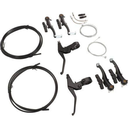 V-Type Fietsremset met Remhendel Remkabel Compleet Gevoelige Remmen Fiets Voor- en Achterrem Kit voor Vervanging gray