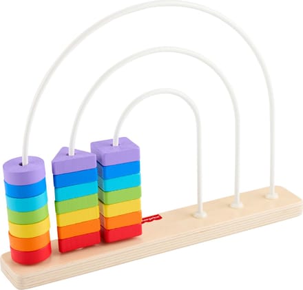 Fisher-Price houten telraam regenboog educatief speelgoed.