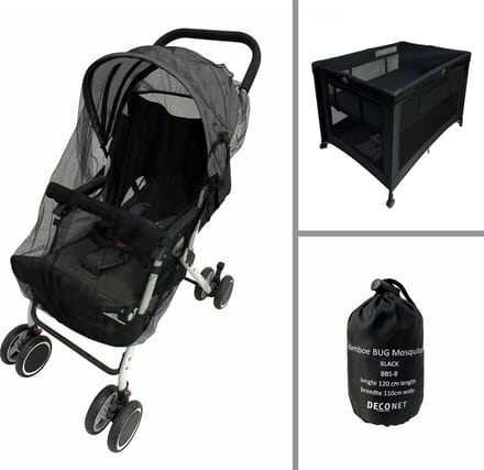 Klamboe Buggy, campingbedje en ledikantje BLACK 110x 120cm