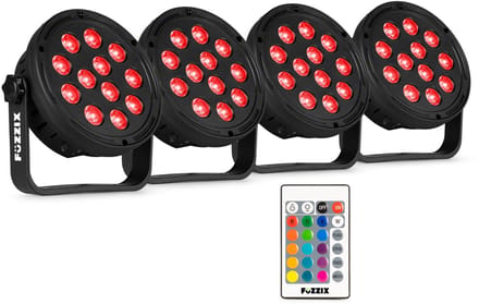Discolamp set van 4 stuks - Fuzzix Comet M12 - Party lights - Kinderdisco - RGB - Afstandsbediening