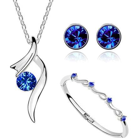 Ensemble de Bijoux Collier Boucles d'Oreilles Bracelet Accessoire de Bijouterie pour Fête d'Anniversaire white