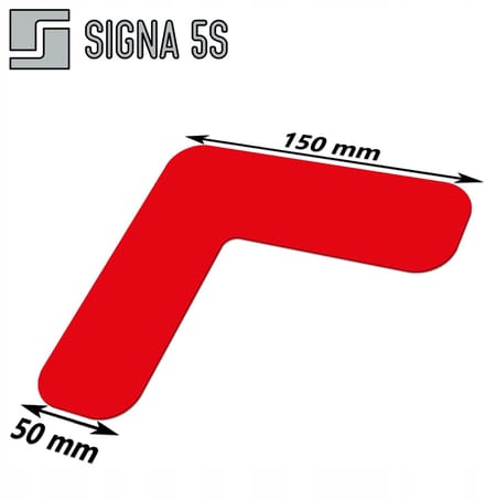 SIGNA 5S Vloermarkering Hoek Vorm LD 50 150x150mm Rood