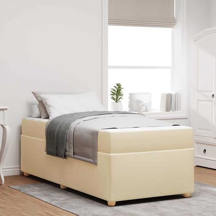 vidaXL - Bedframe - met - matras - Crème - 100 - x - 200 - cm - Stof