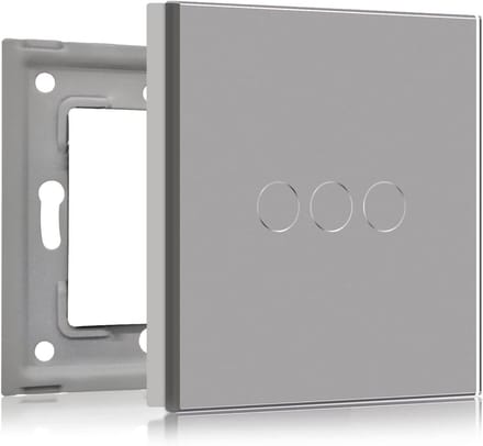 Schakelaar Paneel - Glas Plaat - Muur Bediening - Touch Functionaliteit - 86 x 86 mm - Grijs