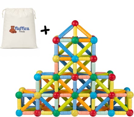 Fluffica Minds - Magnetische Bouwset - 100 Delig - XXL - Magnetisch Speelgoed - STEM