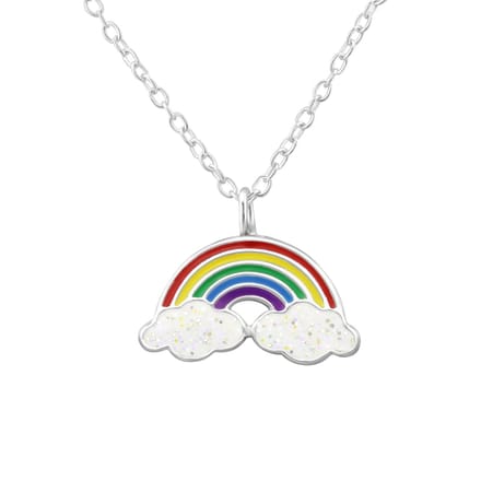 Amanto Ketting Charlie - 925 Zilver E-Coating - Regenboog - 10x15mm - 38cm