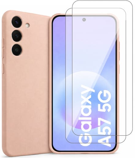 Hoesje geschikt voor Samsung Galaxy A57 – MatteShield Back Cover – Roze – 2 Stuks Screenprotector Glas