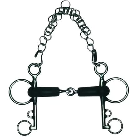 Pelham bit voor gebroken rubberen paard Metalab