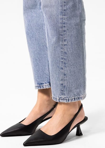 Sacha - Dames - Zwarte leren slingback pumps - Maat 36