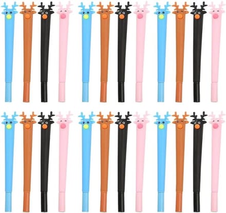 24 Set Kerst Gelpennen Set met Grappig Hert Ontwerp voor Feestelijke Cadeaus