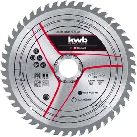 Einhell Cirkelzaagblad Hout Kwb - 216mm - 48t - Hardmetaal