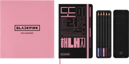 Moleskine X Blackpink Skizzenbuch Bundle mit 5 bunten Graphitstiften, mit Box
