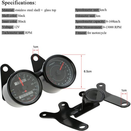 12V Motociclo 13000 RPM Tachimetro Km/h indicator van contachilometri zwart