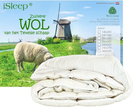 iSleep Wollen Onderdeken - 100% Wol - Junior - 70x150 cm - Ecru