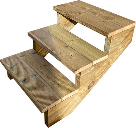 BERLIN Houten Buitentrap - 3 Open Treden 54 cm Hoog - 60 cm Breed