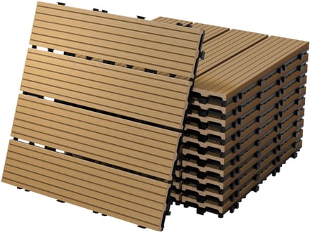 Terrastegels 30x30 cm, set van 11 stuks voor 1 m², teaklook van WPC