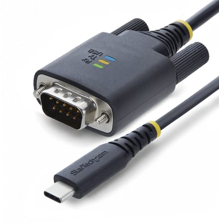 StarTech.com 2m USB-C naar Serieel Adapter Kabel, COM Retentie, FTDI Chipset, USB Type-C naar DB9 RS232 Male, Status LEDs, Verwisselbare DB9 Schroeven en Moeren