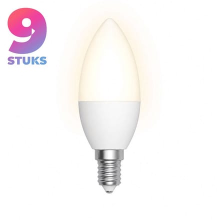9x Kaarslamp Led-lamp E14 - 5W - Warm Wit Licht (2700K) - 475 lm - 10 jaar - Niet Dimbaar