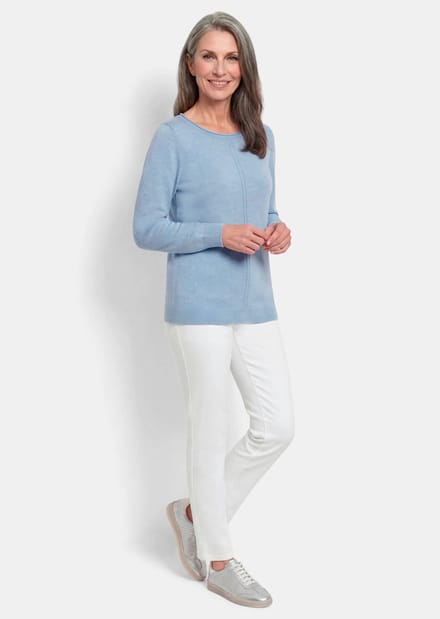 Tricot pullover van zuivere merinowol - lichtblauw / gemêl. - Gr. 21 van Goldner Fashion