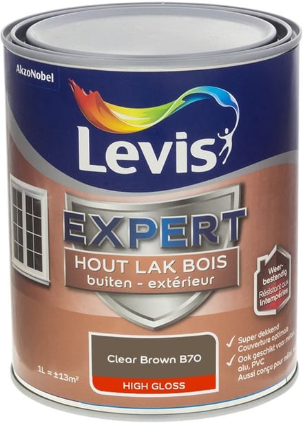 Levis - Expert Hout Lak Buiten High Gloss Mix - Clear Brown B70 - Mengverf - 1 L