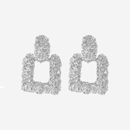 Margot Bardot Textured Oorbellen Square Silver